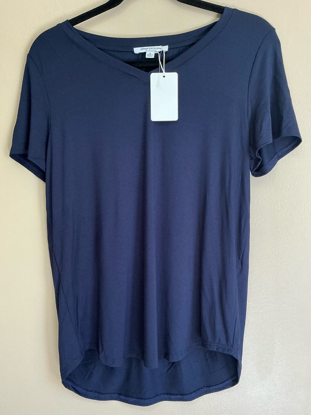 Green Envelope Navy Short Sleeve Women's Tee
